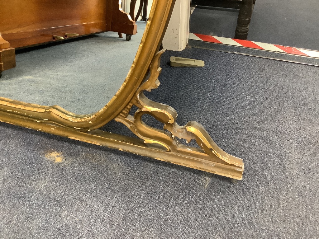 A giltwood overmantel mirror, width 150cm height 115cm